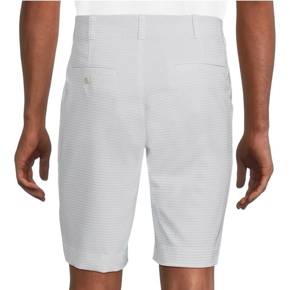 Ben Hogan Golf Performance Flat Front Stretch Gray Blue Striped Shorts - Picture 7 of 9